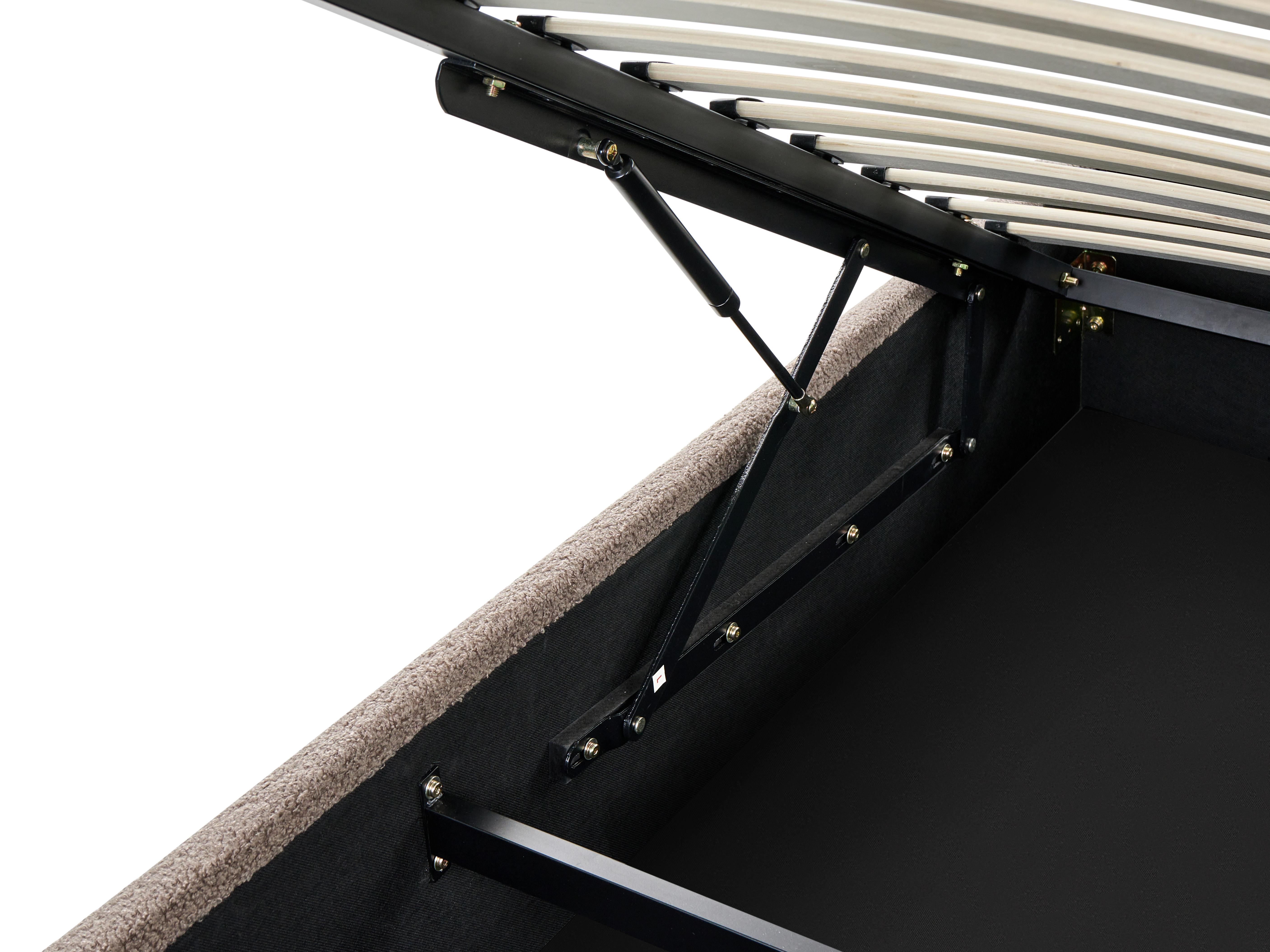 Opbergbed zonder hoofdbord Bouclé DINAN 160 x 200 cm Taupe