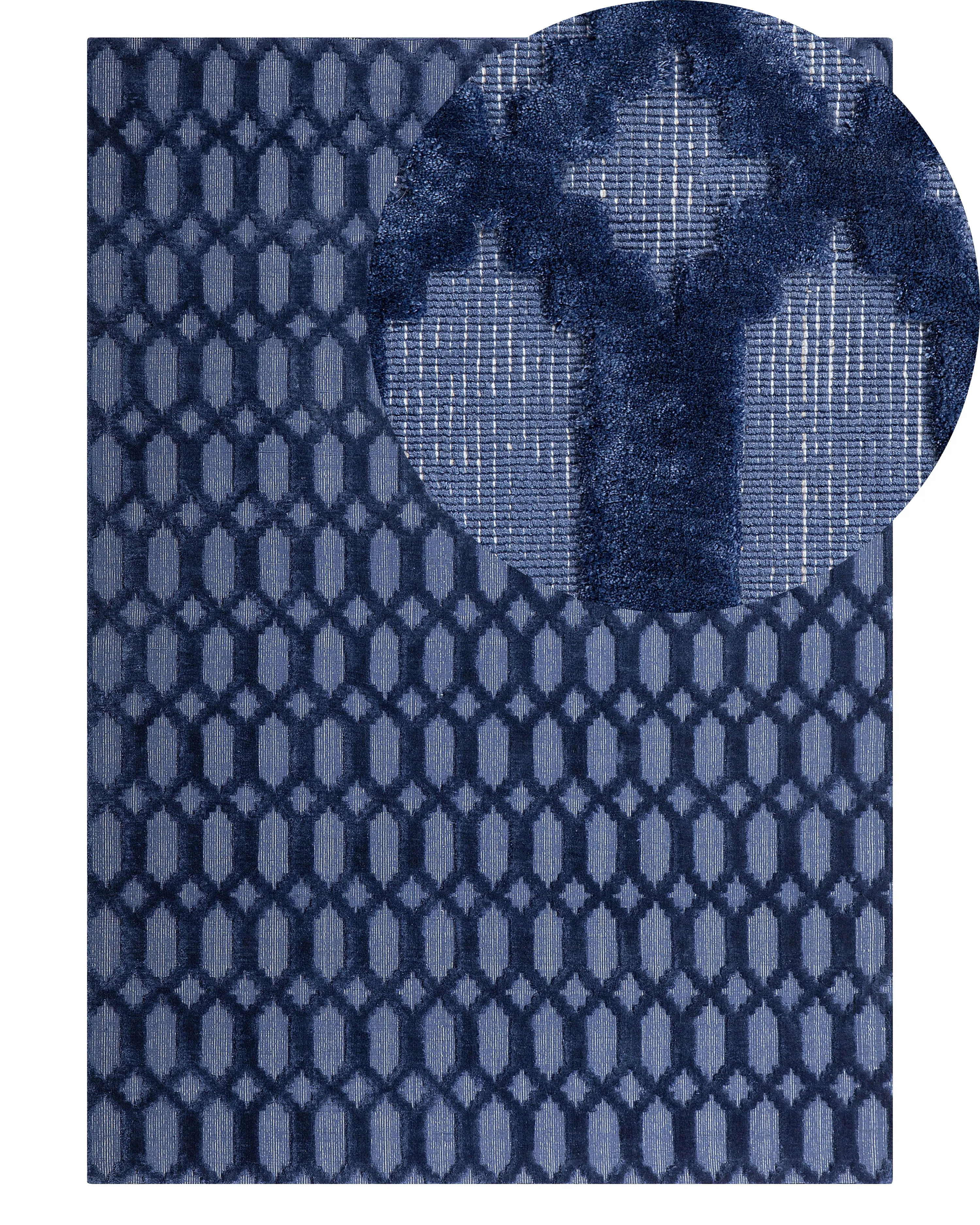 Vloerkleed CIZRE Marineblauw 140 x 200 cm Viscose