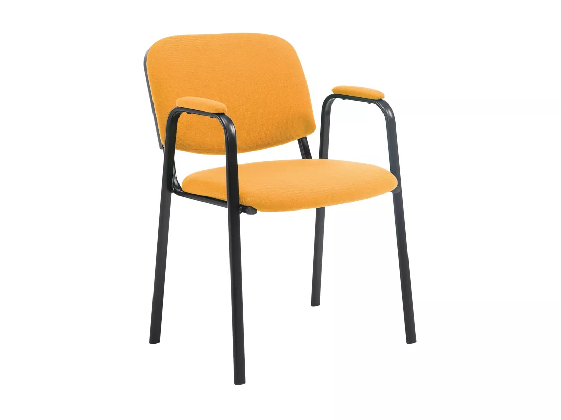 Chaise de conférence - Tissu & Métal noir mat - Orange - Ken Pro