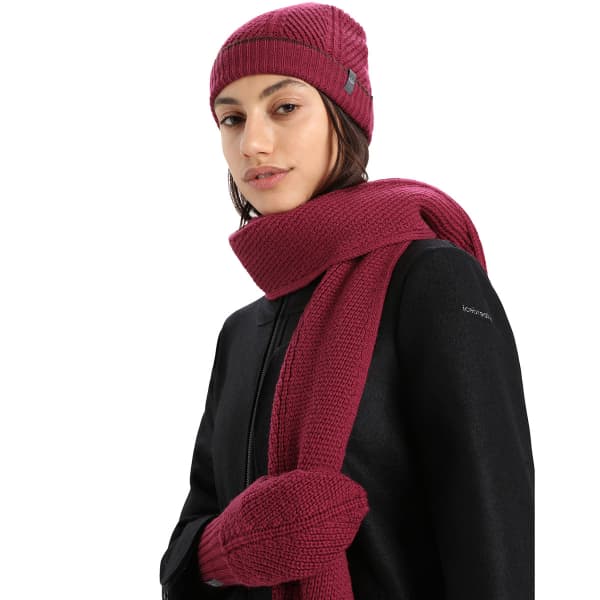 Bonnet ski ICEBREAKER WAYPOINT BEANIE CHERRY/ESPRESSO