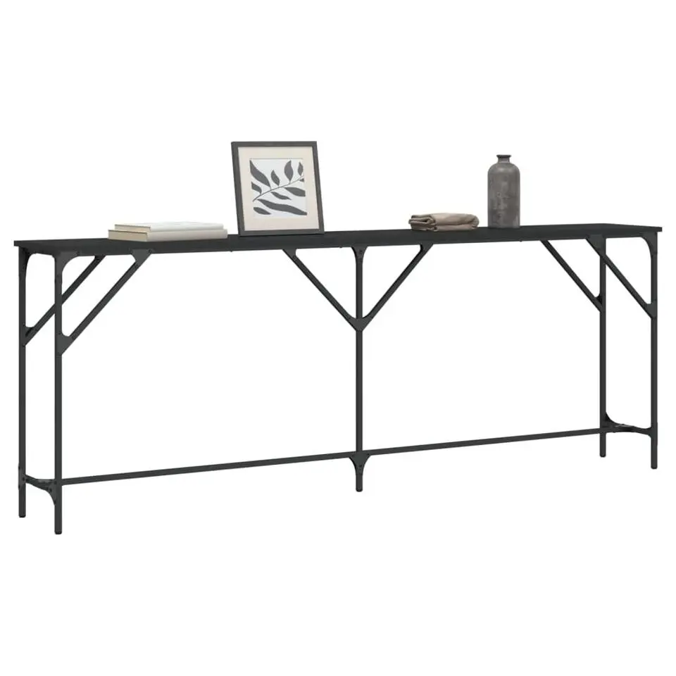 vidaXL - Consoletafel - Zwart - Bewerkt hout - 200x29x75 cm