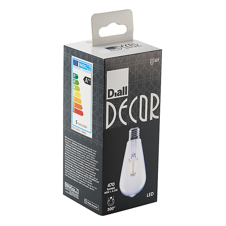 Ampoule à filament ST64 LED Diall E27 4,5W=40W blanc chaud