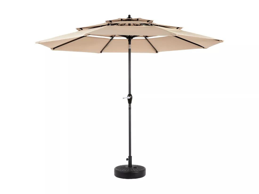 Parasol déporté en acier - 100% tissu polyester - pour balcon jardin plage - Sans Base - 294x294x250cm - Kaki