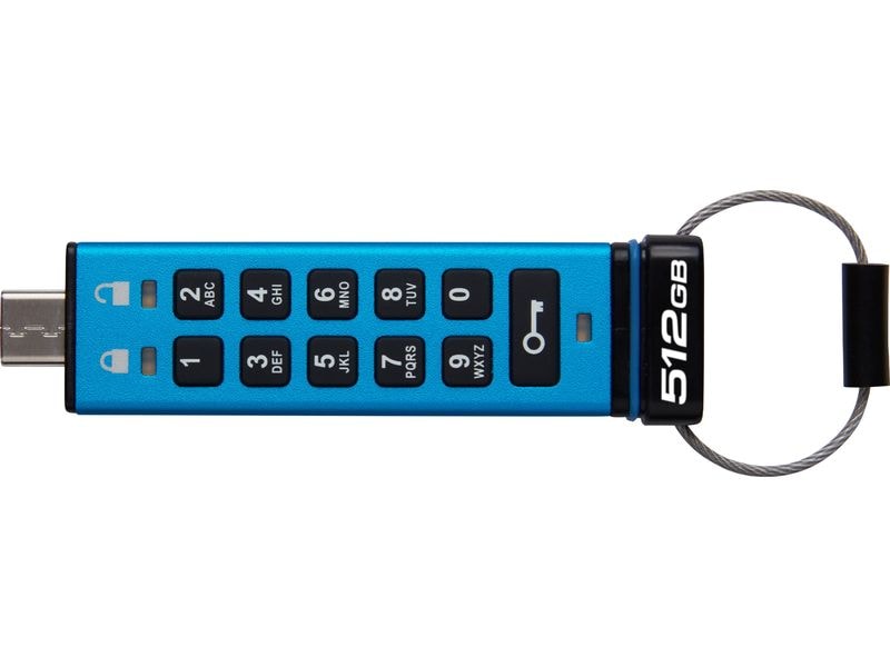 Kingston USB-Stick IronKey Keypad 200C 512 GB Verschlüsselter USB Typ-C Stick mit Tastatur