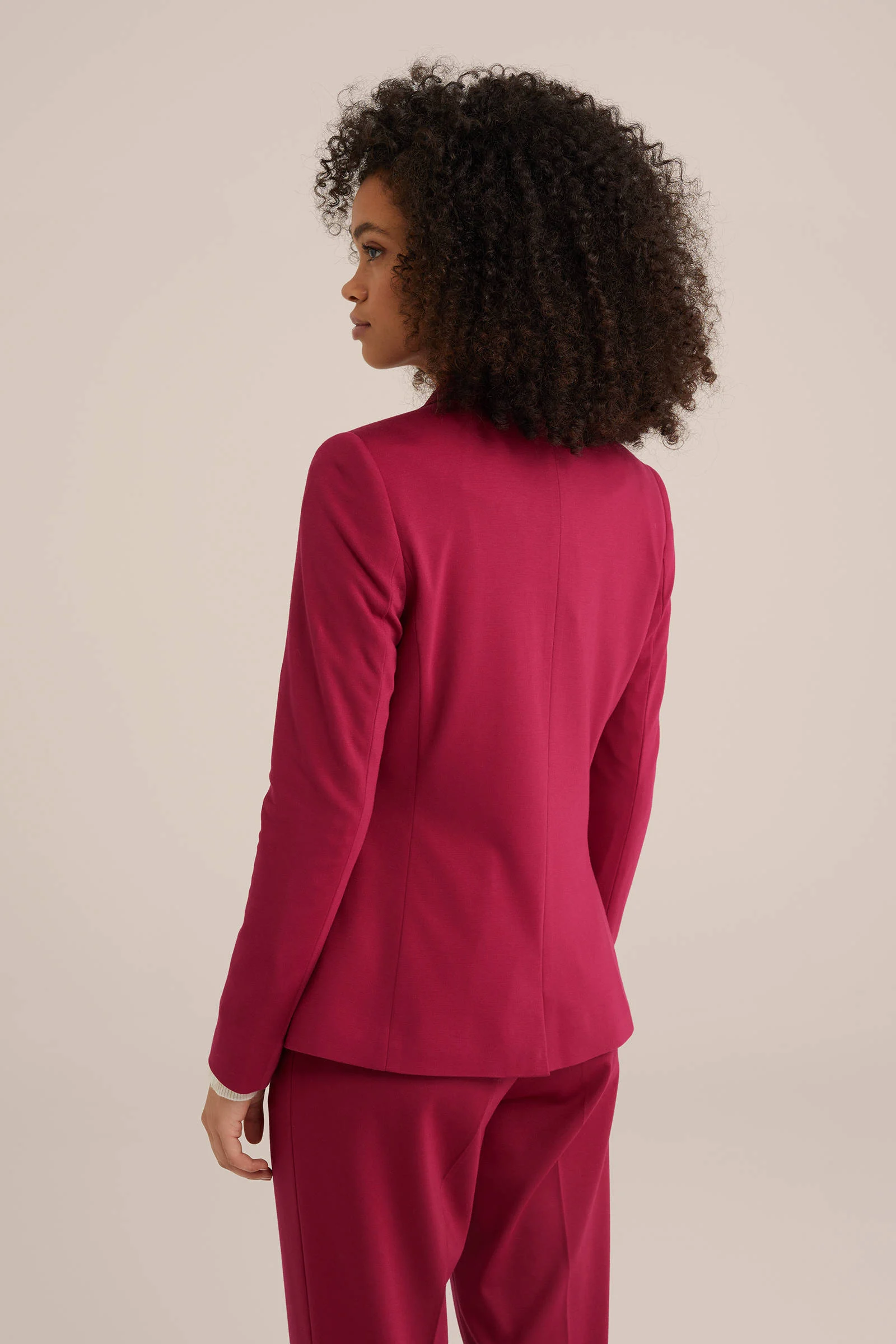 WE Fashion jersey getailleerde blazer donkerrood
