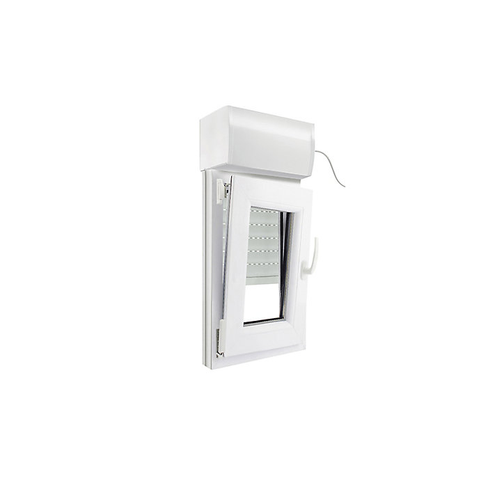 Fenêtre PVC 1 vantail oscillo-battant + volet roulant électrique GoodHome blanc - l.40 x h.65 cm, tirant gauche
