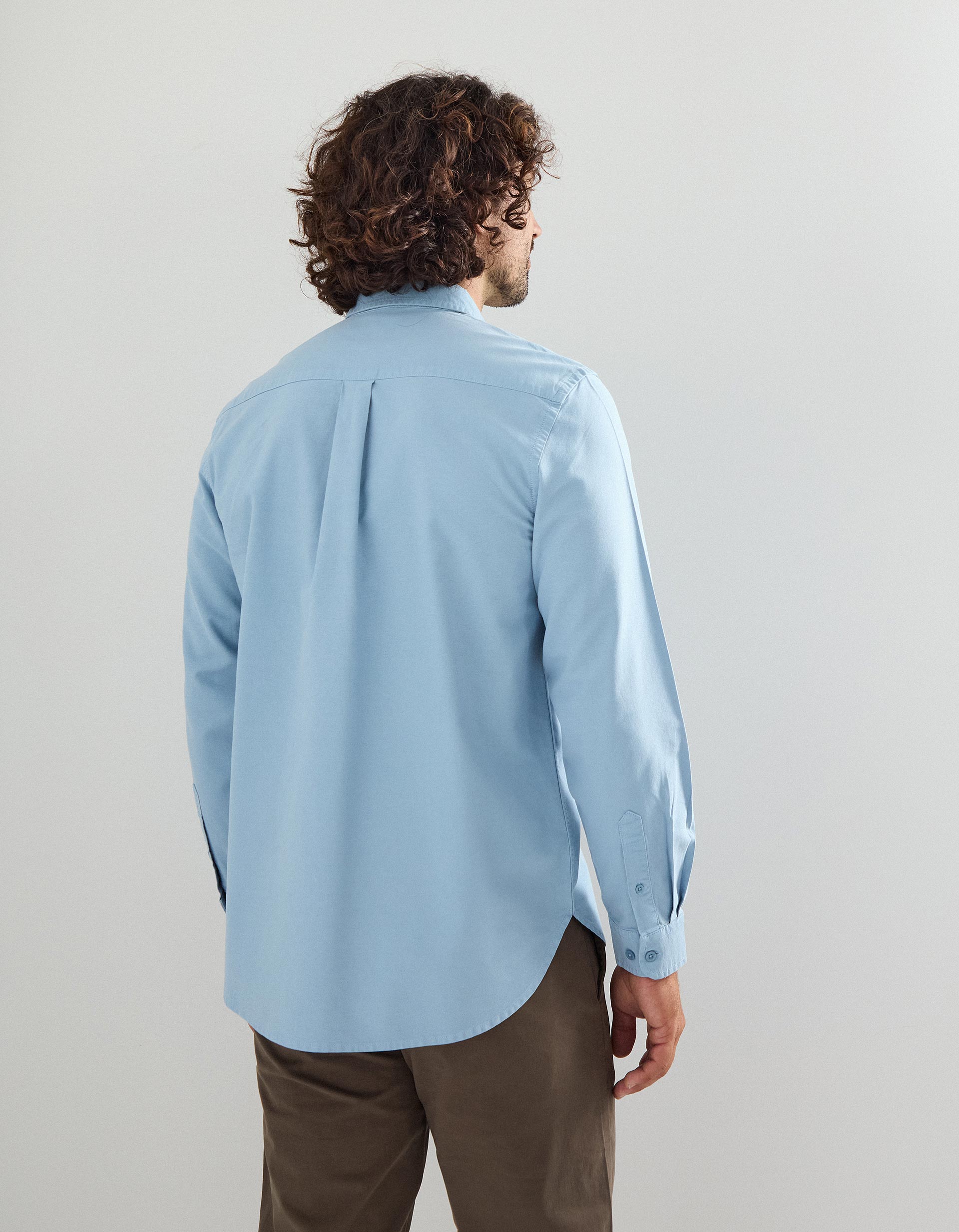 Camisa de Manga Comprida Oxford, Homem, Azul