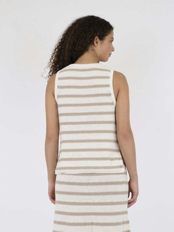 Neo Noir Chira Boucle Knit Stripe Top Sand
