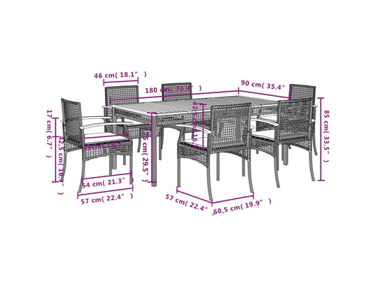 LES TENDANCES - Ensemble table et chaises de jardin-beige-6 places-451188