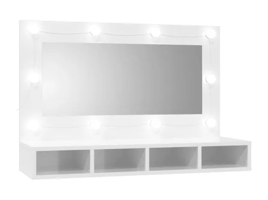 Armoire à miroir avec LED Blanc brillant 90x31,5x62 cm