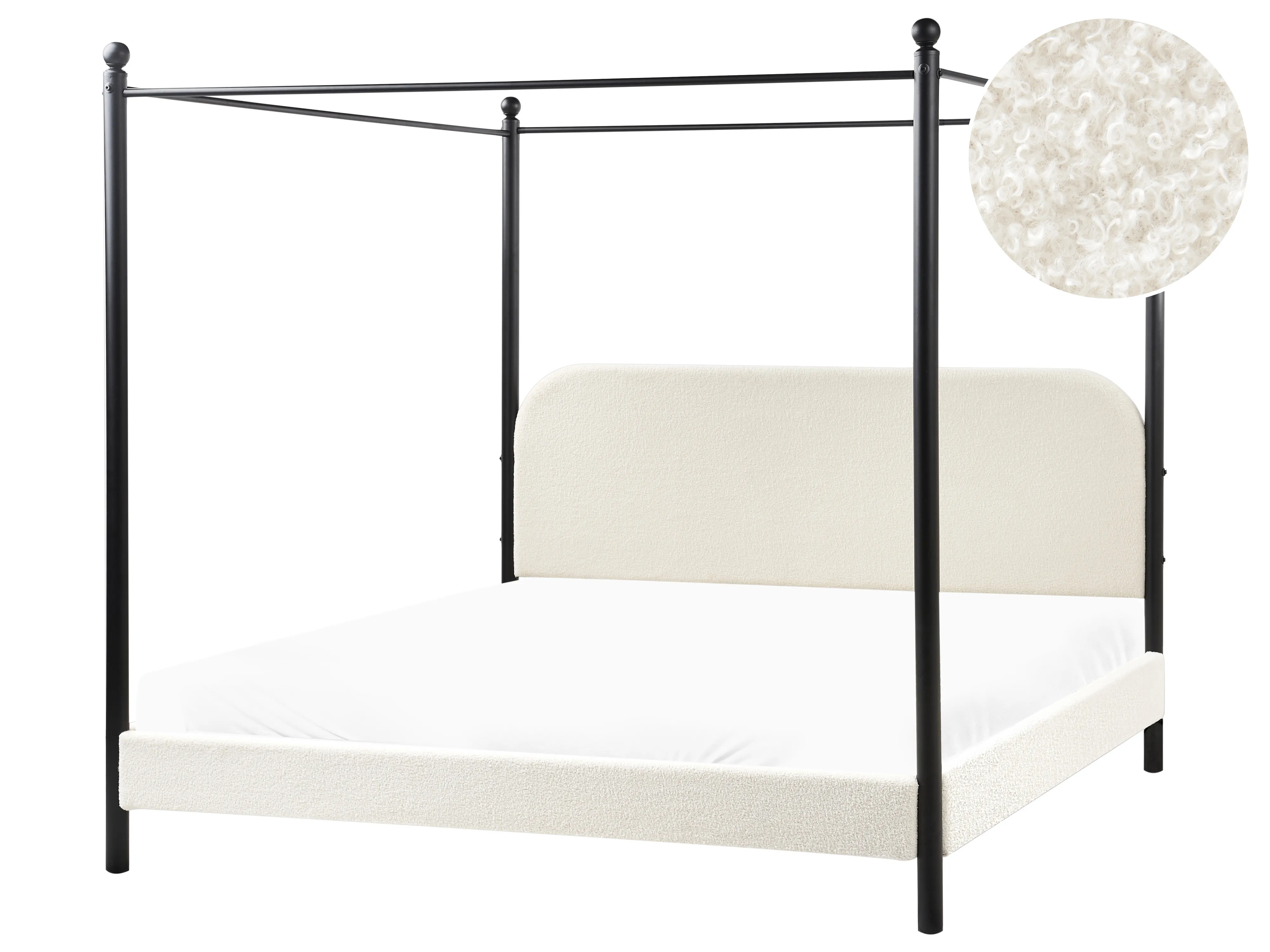 Hemelbed Bouclé DANNEMOIS 180 x 200 cm Gebroken wit
