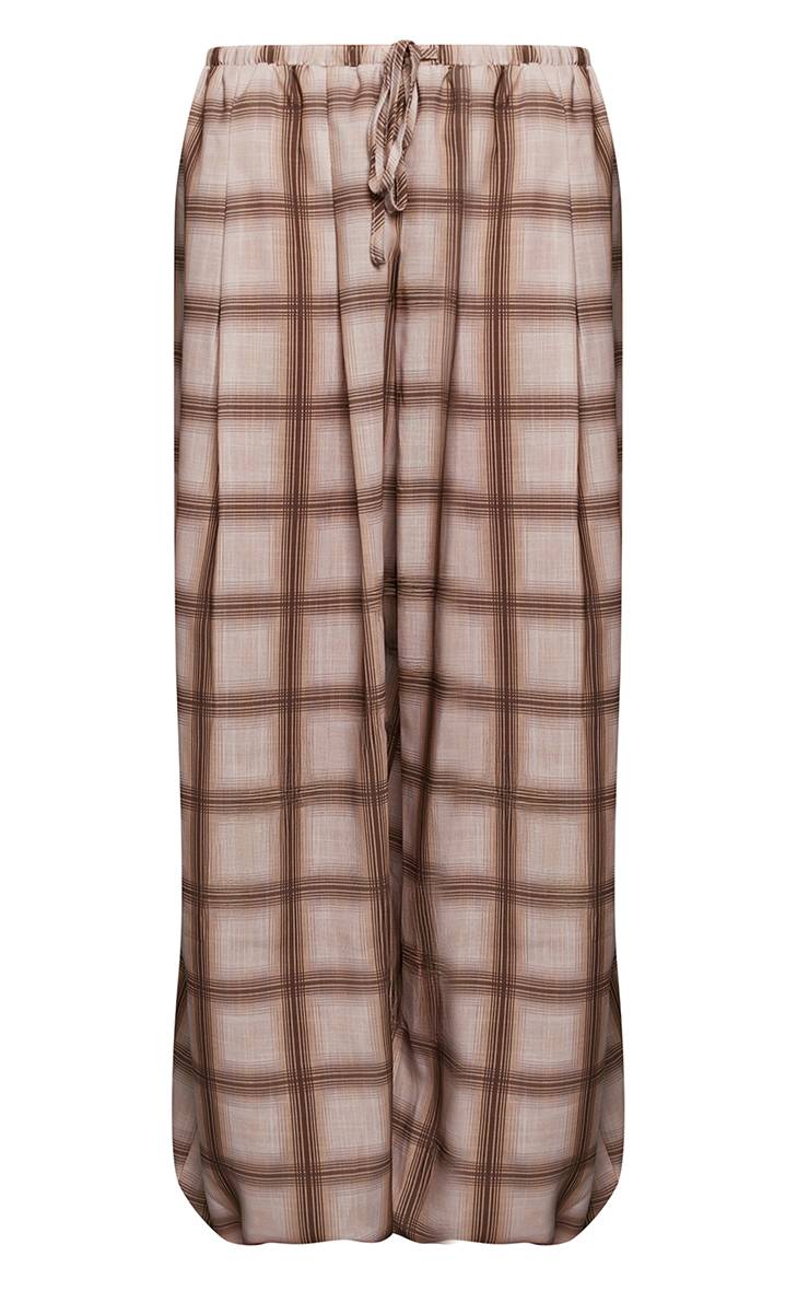Blanc Pantalon Ballon Léger À Carreaux Avec Cordon De Serrage