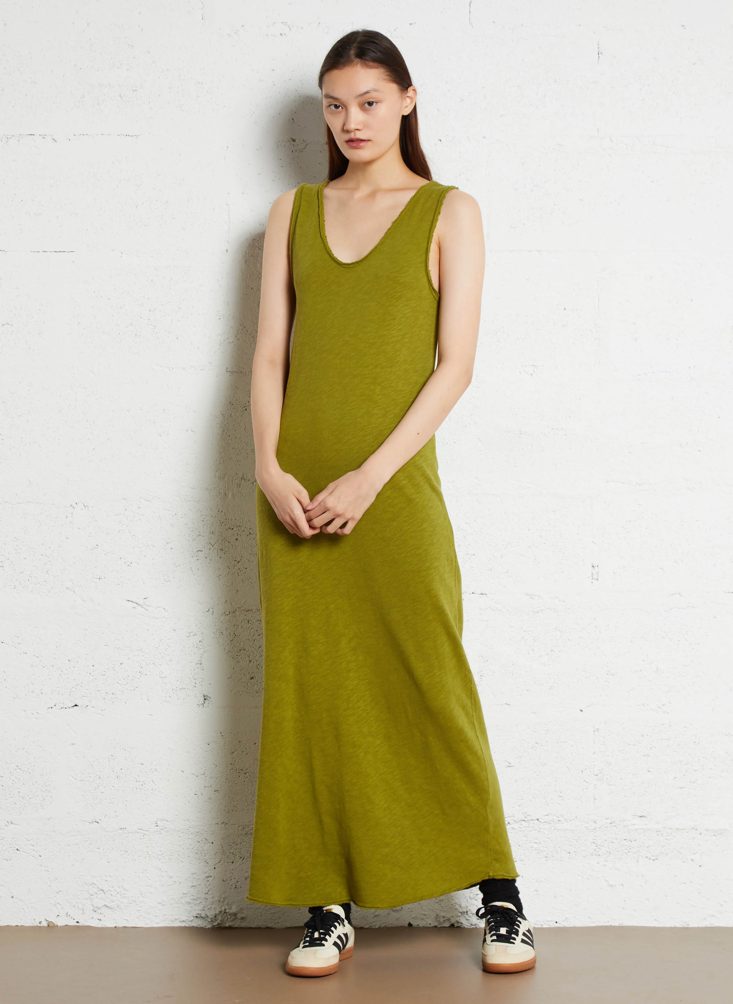 SONOMA - Robe longue droite à bretelles en coton | Vert