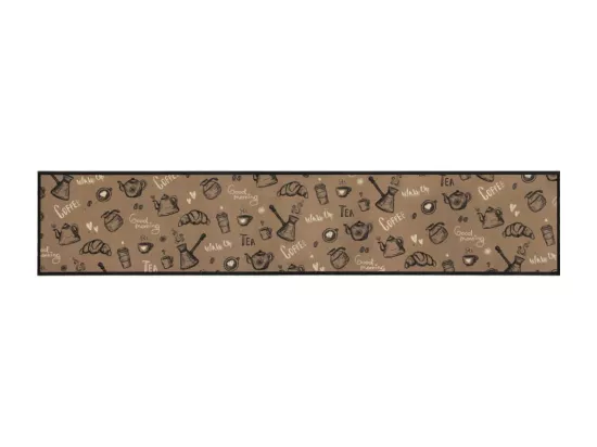 Tapis de cuisine lavable imprimé Morning brun 60x300 cm velours
