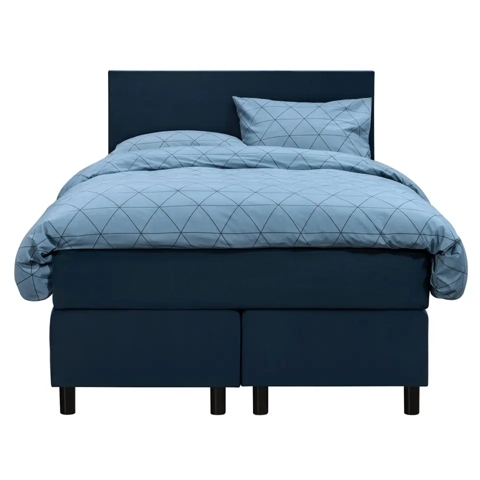 Boxspring Liv egaal - blauw - 120x200 cm - ronde poot