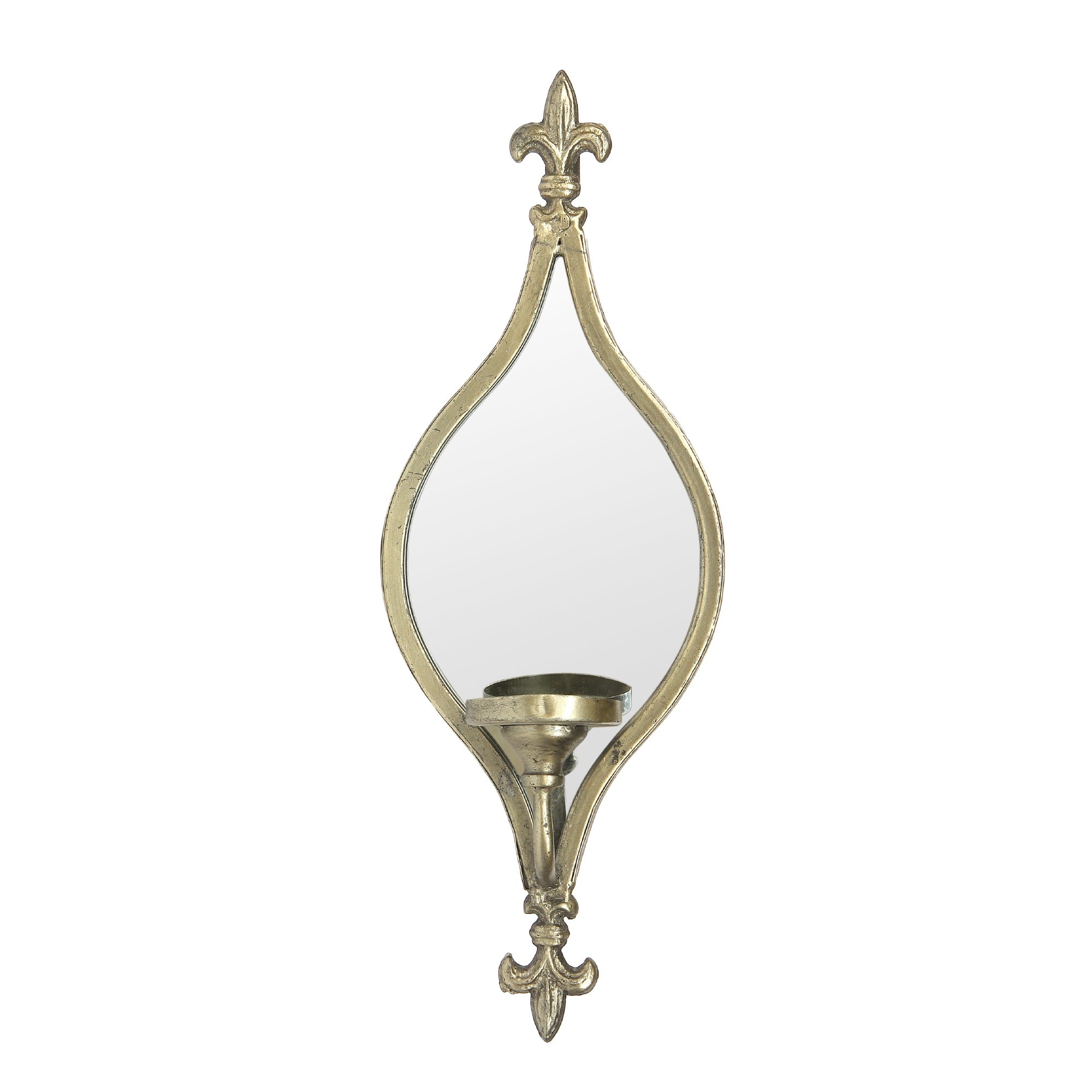 Wandspiegel mit Kerzenhalter, antik gold, H 44 cm, B 16 cm, T 10 cm von fischer's lagerhaus