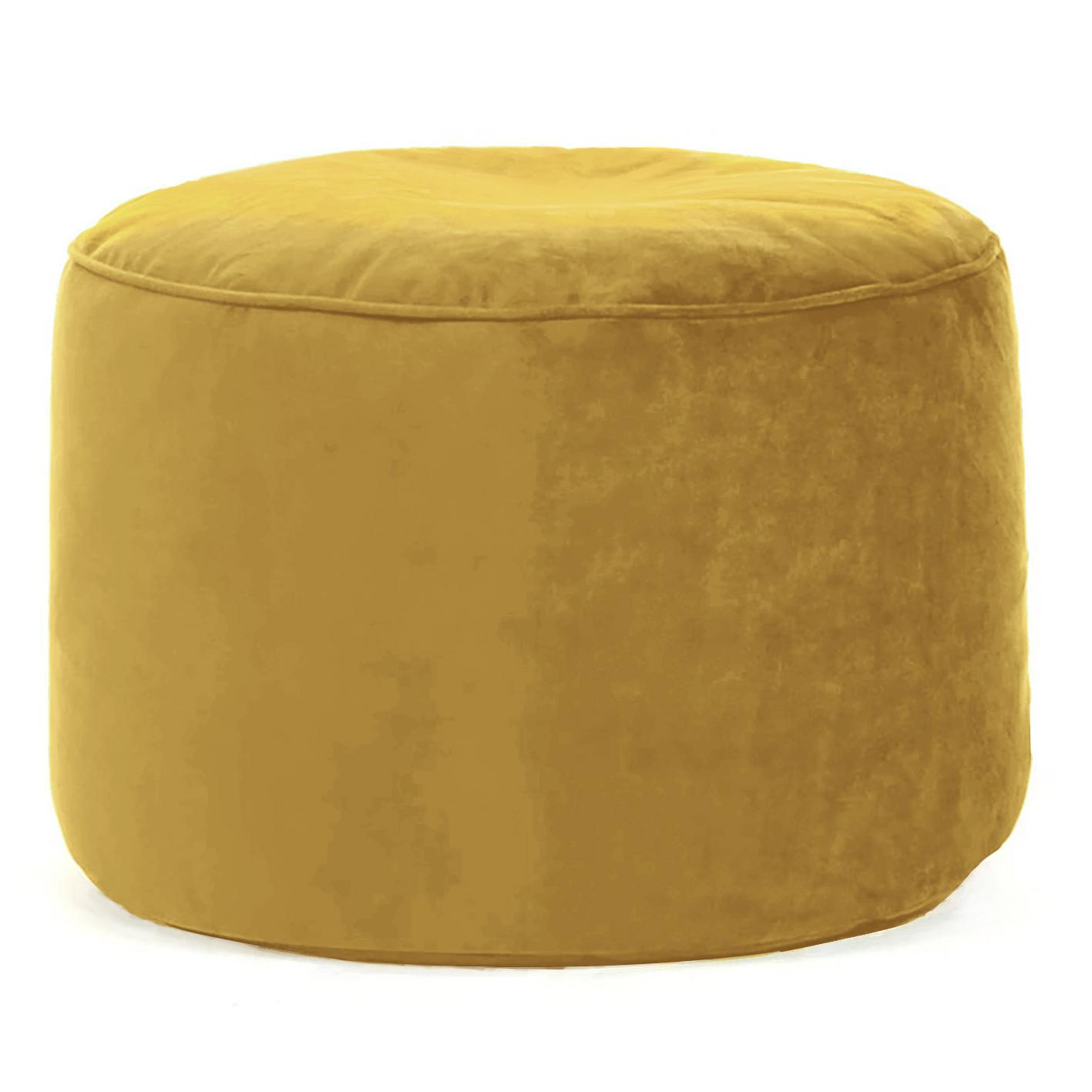 POUF ROND VELOURS JAUNE