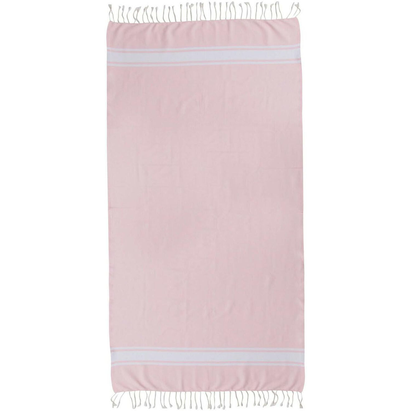 Febronie Fouta Traditionelle St Tropez rose pâle/blanc - 100x200 cm