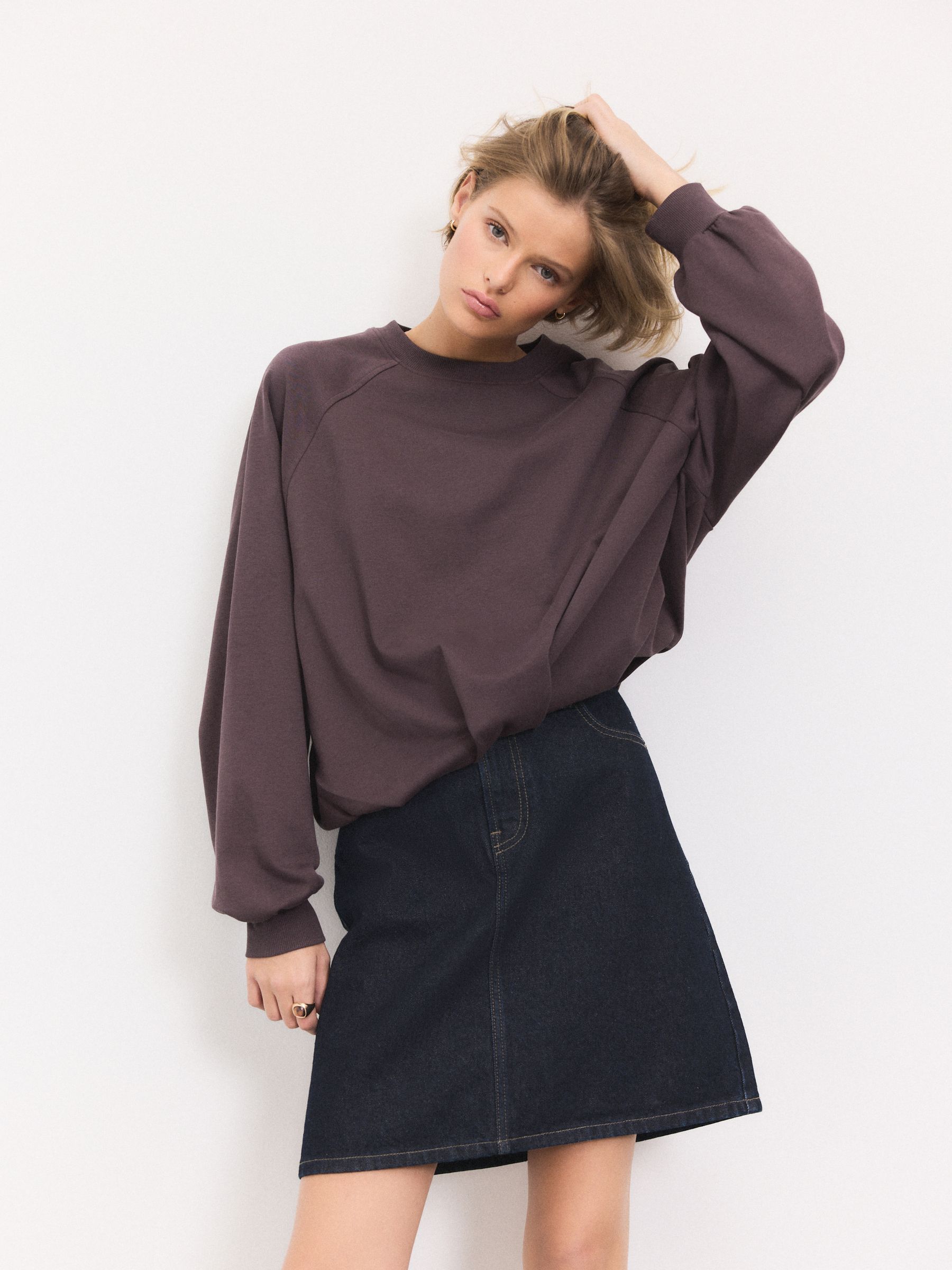 Wassing - Knee Length Denim 100% Cotton Skirt
