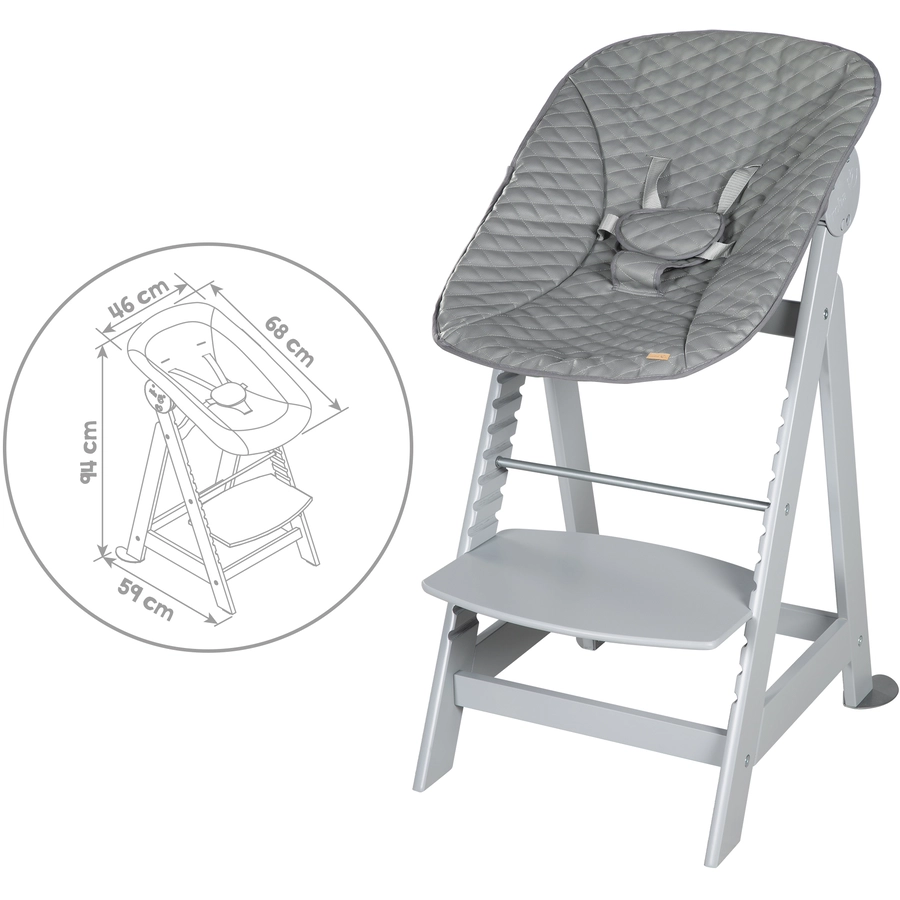 roba Treppenhochstuhl Born Up taupe Set 2 in 1 inkl. Aufsatz Stone gesteppt