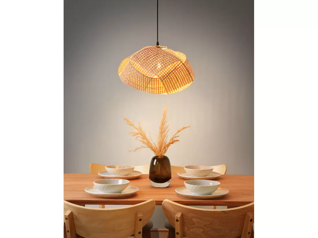 Lampe suspension HALIL Bambou Beige