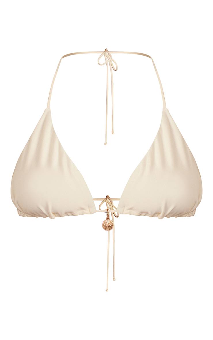 Crème Haut De Bikini Triangle Shimmer Swim Avec Ornements De Disques