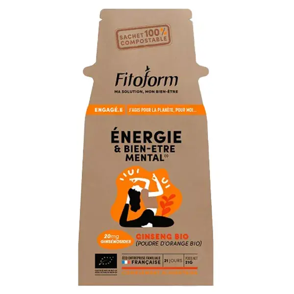 Fitoform Ginseng Orgânico para Energia e Bem-Estar Mental, 42 comprimidos