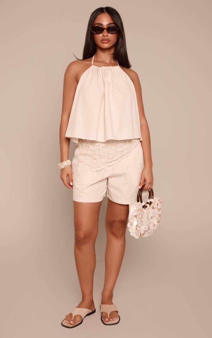 Gris Pierre Short Fluide En Popeline Assorti Petite