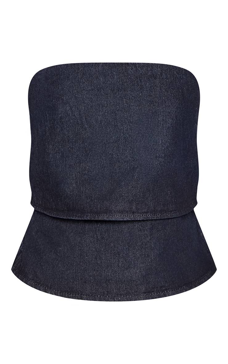 Raw Indigo Wash Top Bandeau Double Couche En Denim