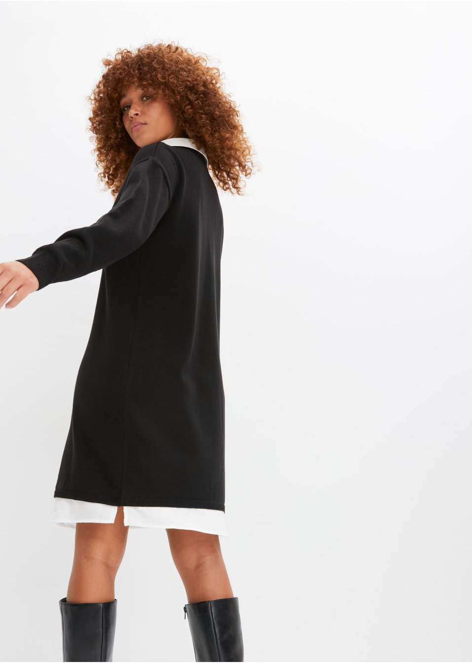 Robe en maille à empiècement chemisier