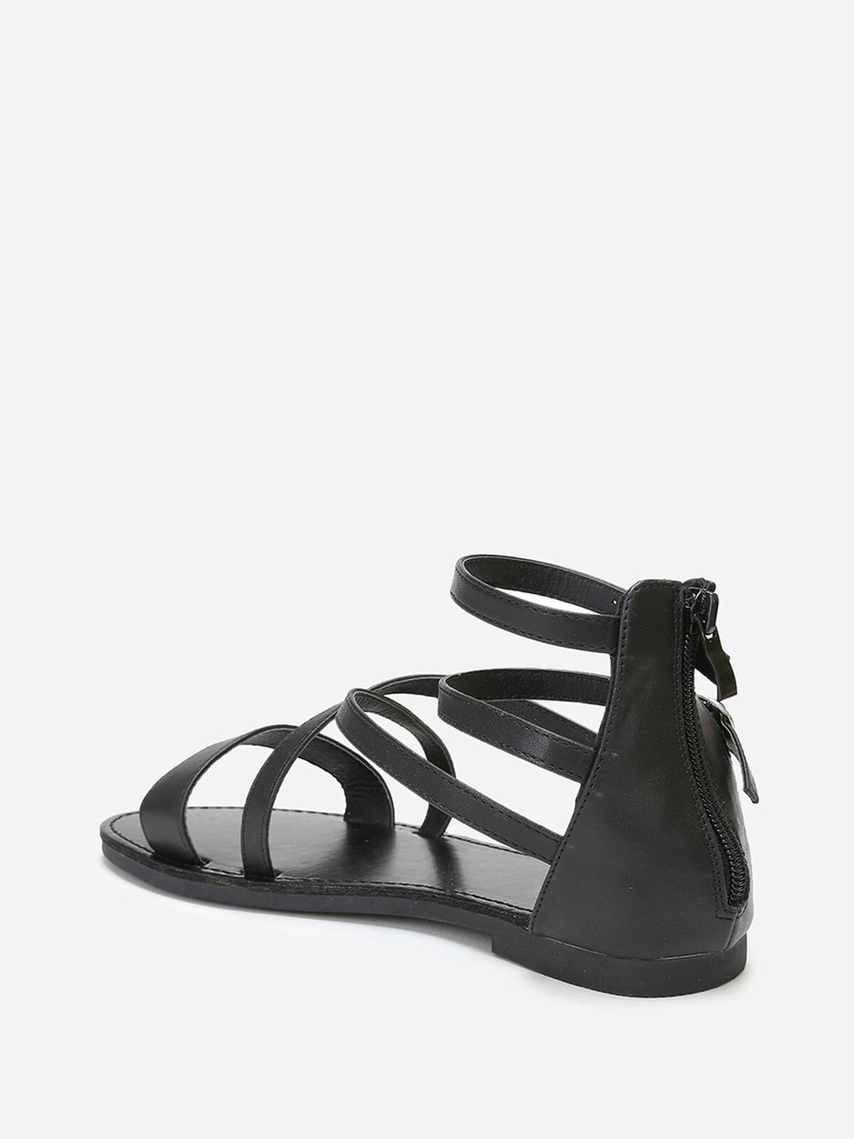 Sandales style spartiates à fines brides- Noir