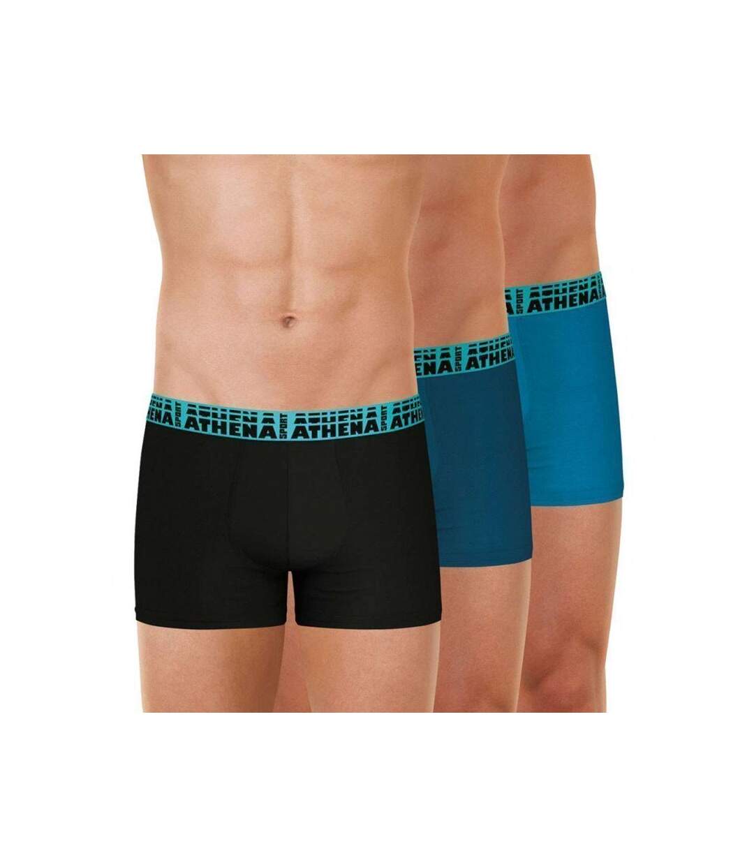 ATHENA Lot de 3 Boxers Homme Coton EASYSPORT Noir Marine Bleu