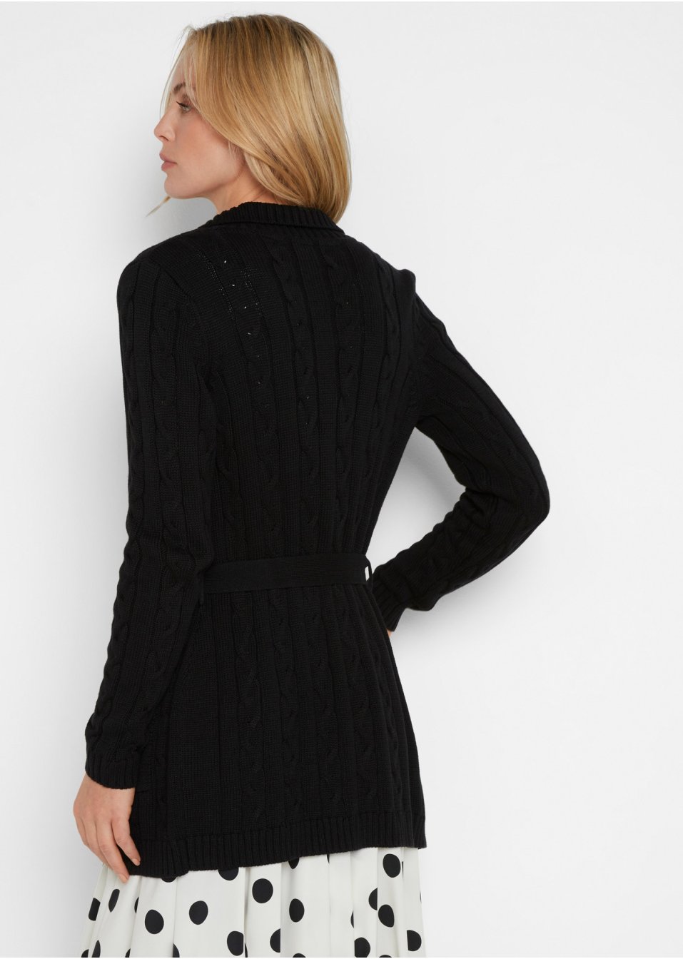 Gilet long en maille à motif torsadé