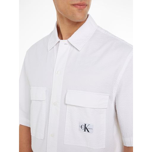 Calvin Klein Jeans Seersucker Skjorte, Bright White, XXL
