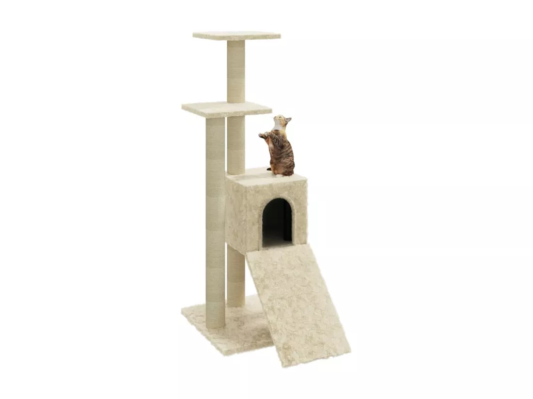 Arbre à chat avec griffoirs en sisal Crème 92 cm