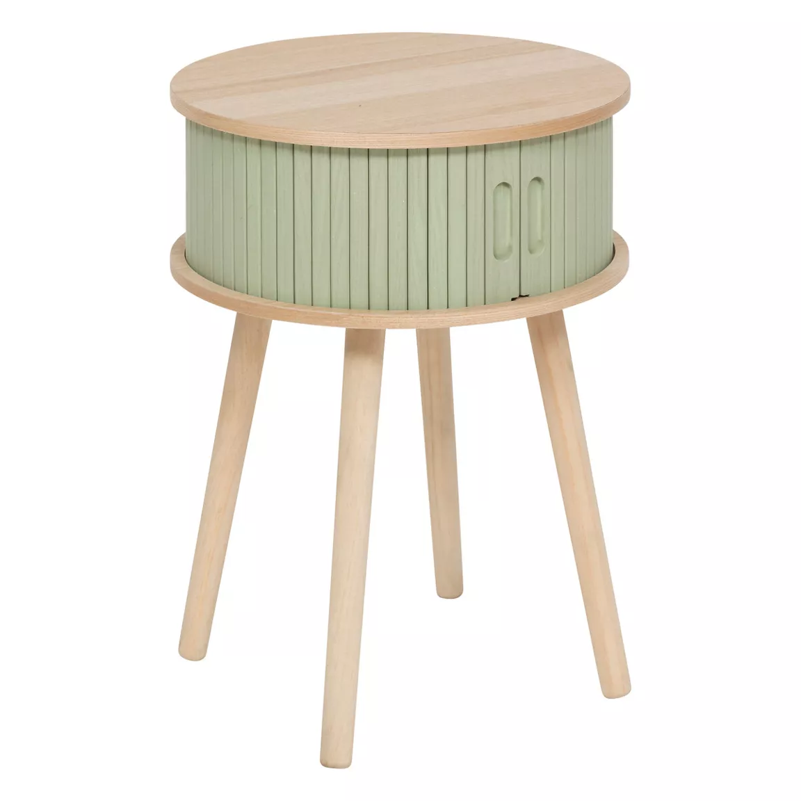 Table de chevet ronde en bois (H54 cm) Nysos Vert d'eau
