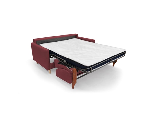 DIVANI.STORE - Canapé lit edgar en tissu imperméable rouge 2 places
