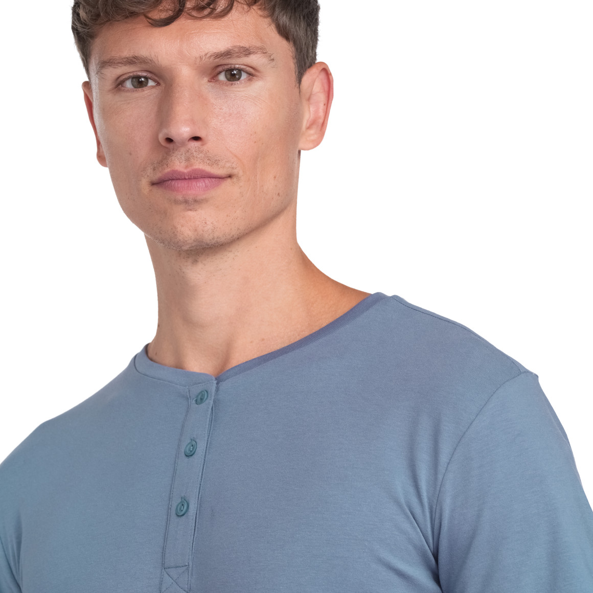 VanVaan Herren T-Shirt mit Serafino-Ausschnitt blau