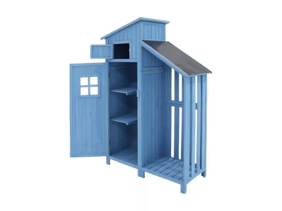Abri de jardin en bois de sapin - remise à outils avec 2 étagères intégrées - H 173 cm - toit imperméable en PVC - Vert
