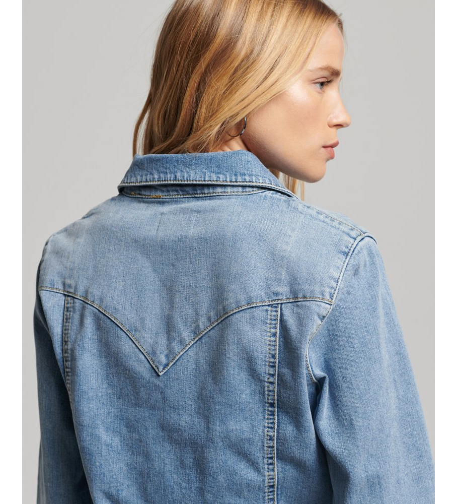 Camisa jeans de algodão orgânico Superdry azul