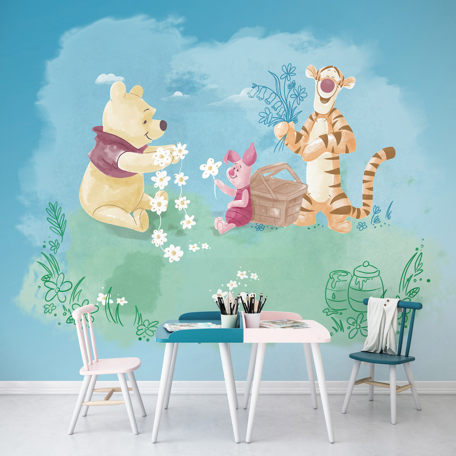Vlies-Fototapete WINNIE THE POOH PICNIC - 300x280 cm
