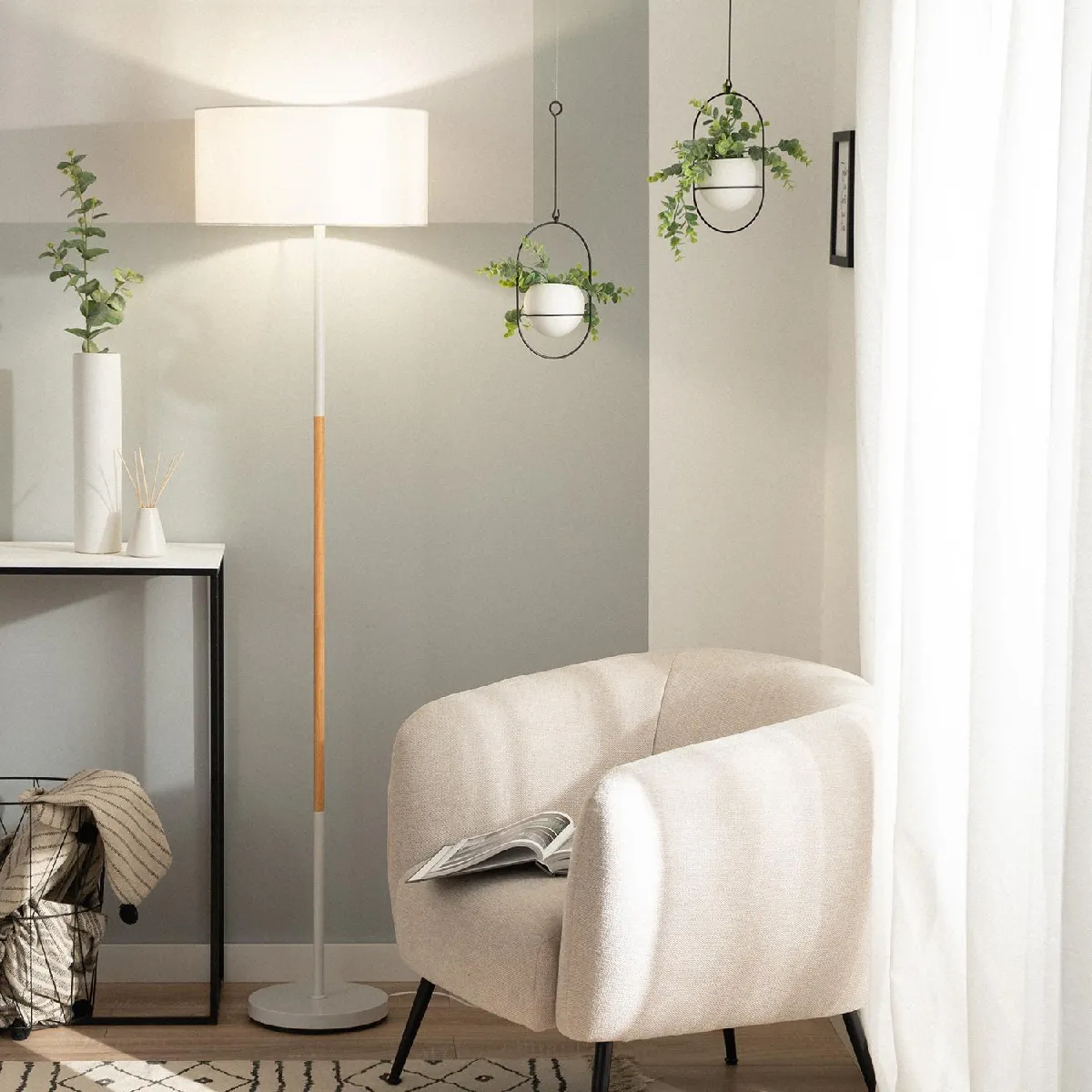 Ledkia Silinda Lampadaire WiFi - Blanc