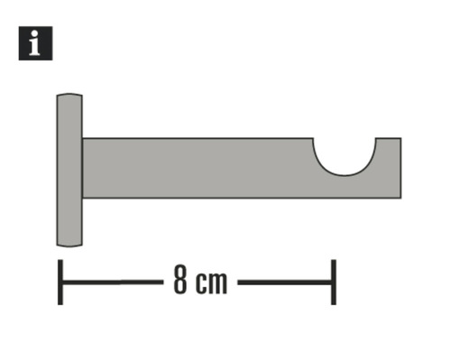 Wandbeugel, enkele rail, voor gordijnroede met binnenrail, Windsor RVS-look, Ø 25 mm