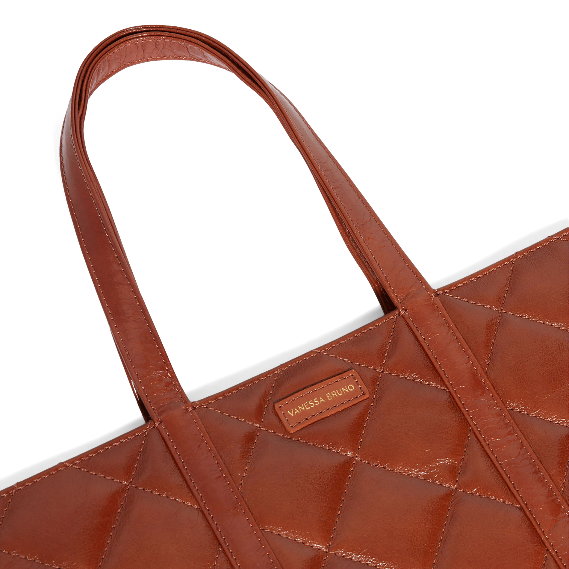 Cabas M matelassé en cuir | Marron