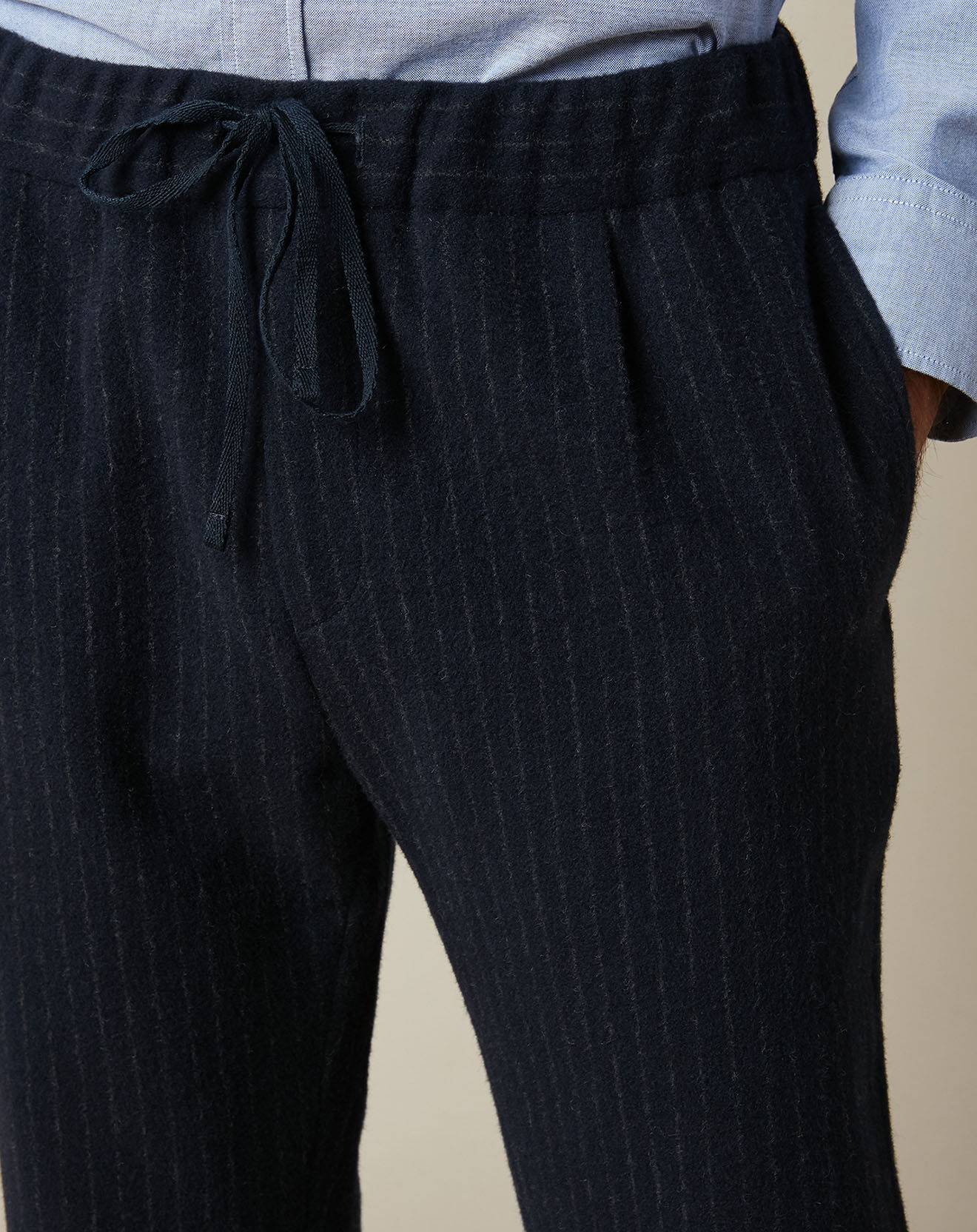 Hartford Pantalon en Laine mélangée Tanker rayé marine/craie
