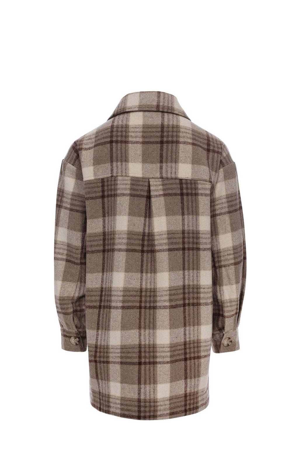 LOOXS geruite flanellen shacket winterjas beige