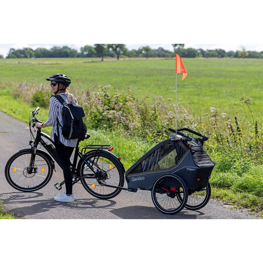 Qeridoo® Kinderfahrradanhänger Kidgoo1 Steel Grey Kollektion 2023