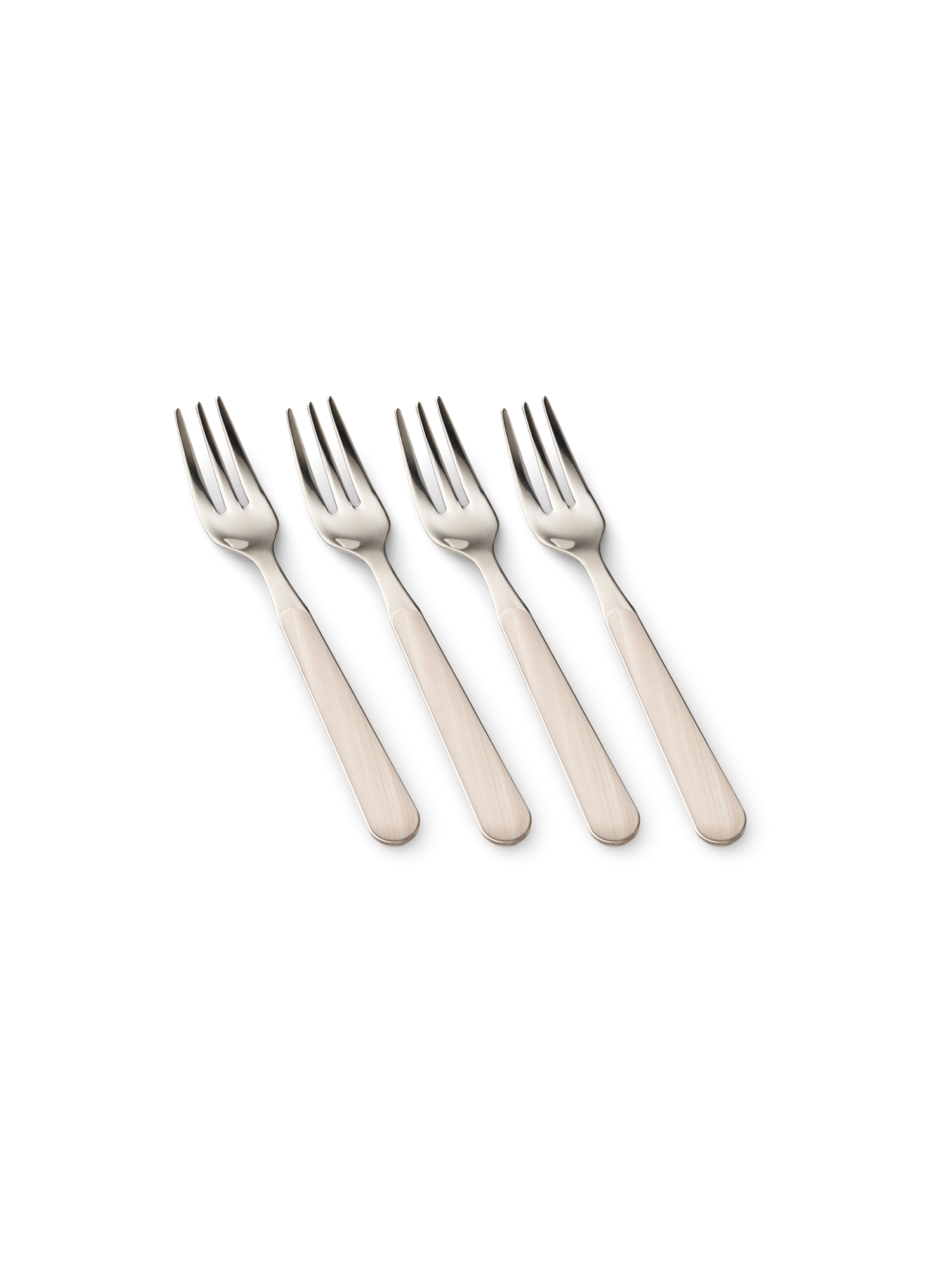 Sæt med dessertgafler Texture Legno | Rustfrit stål/polyester. 15 cm. 4 stk. | Off White | NEVA Posateria Creativa