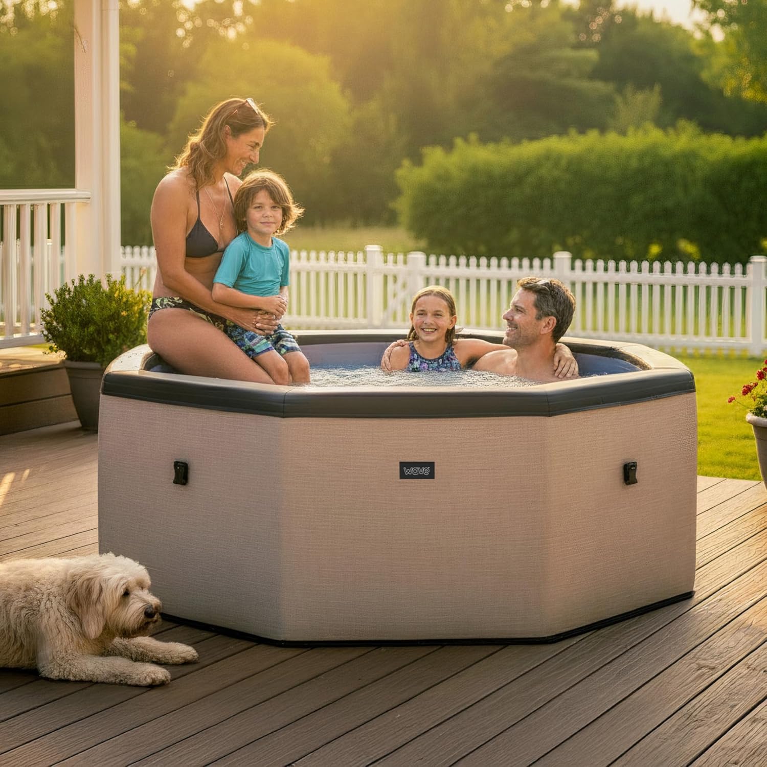 Wave Eco Foam Spas | Tragbarer Outdoor-Hot Tub mit schneller Aufheizung | Strapazierfähiges PVC-Material | Einfacher Aufbau (Como, 6 Personen | Graphitgrau)