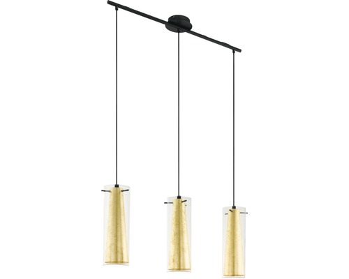 Hanglamp, 3-lichts, L 72,5 cm, zwart/goud